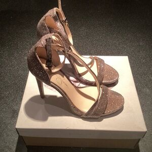 Jessica Simpson Beige-Bronze Sparkle Heels